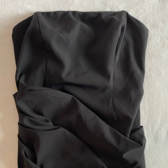 NWT ASOS black bandeau maxi dress Womens 10 ruched skirt side slit formal party - Picture 4 of 12